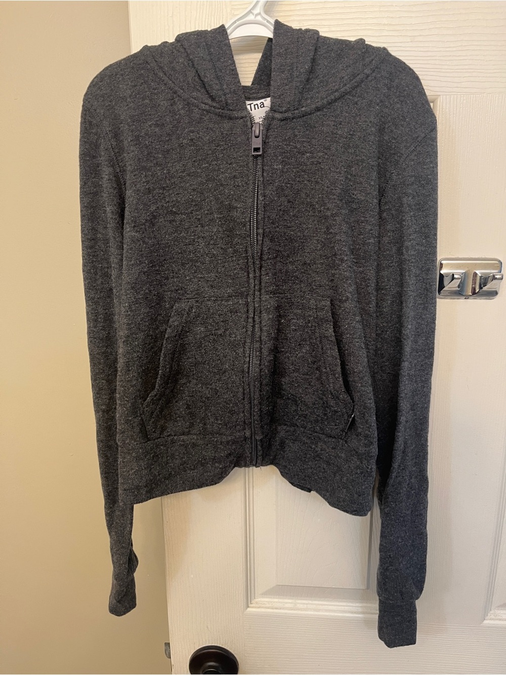 TNA Heather Gray Hoodie heavier feel size XS